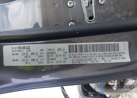 2020 Jeep Cherokee Altitude 4X4 z USA, uszkodzony, nr VIN 1C4PJMLX2LD612628